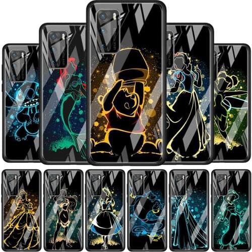 Elsa Ariel Princess Tempered Glass Cover For P40 P30 P20 P10 P Smart Z Pro Plus Lite 2019 2020 2021 Phone Case Coque