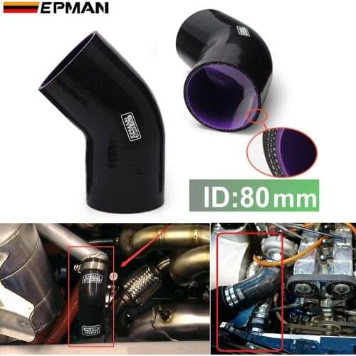 Black Universal 3.15'' 80MM 4 Ply 45 Degree Silicone Hose Coupler Intercooler Hose For BMW 520i f10 EP-SS45RS80