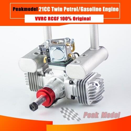 VVRC RCGF 21CCT V2 21cc Dual Cylinder Petrol/Gasoline Engine with exhaust pipe for RC Airplane
