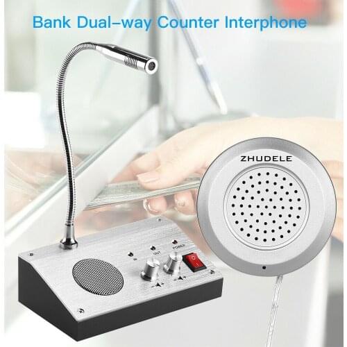 Dual-Way Talk Through Bank Store Office Window Glass Counter Intercom Speaker System Window Microphone Interphone Speaker
