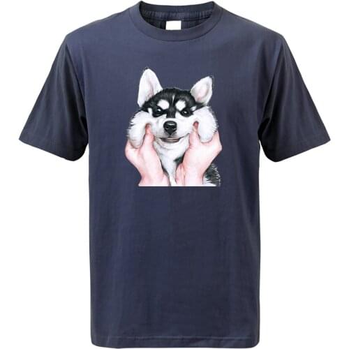 New Arrival Lovely Dog Print Husky Animal Men T-Shirt 2019 Summer Style Cotton Comfortable Loose Fitness Short Sleeve T Shirts