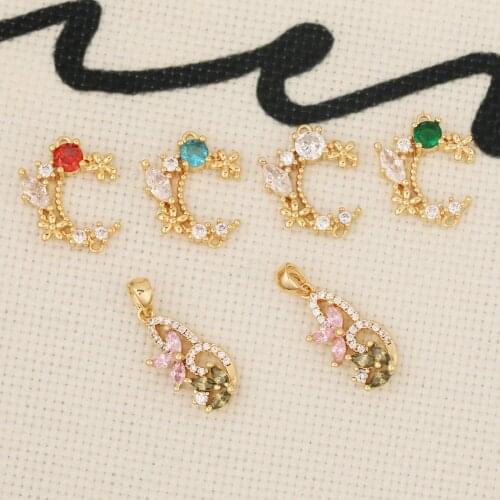 HAOSAW 2Pcs Jewelry Accessories/CZ Charms/DIY Making/Hand Made/Genuine Gold Plating/Connector/Pendant For Necklace