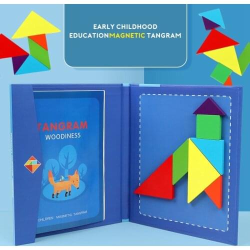 Montessori Toys Baby Tangram Color Shape Games Magnetic Kids Early Learning Montessori Educational Wooden Toys Brain Tease Gifts