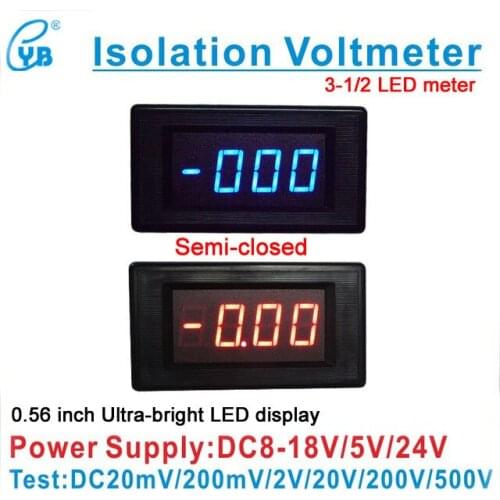 YB5135AI 3 1/2 LED Digital Voltmeter Isolation Meter DC 200mV/2V/20V/200V/500V Voltage Meter Tester Volt Panel Meter Voltmetre