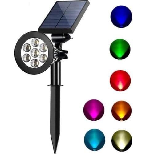 7 RGB Solar Lawn Lamp Spotlight Waterproof Light Control Inserting Floor Garden Light Outdoor Adjustable Garden Landscape Lamp
