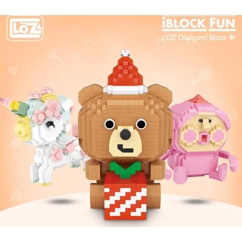 LOZ Diamond building blocks micro drill Christmas bear cherry blossom unicorn rainbow horse peach assembled toy building blocks