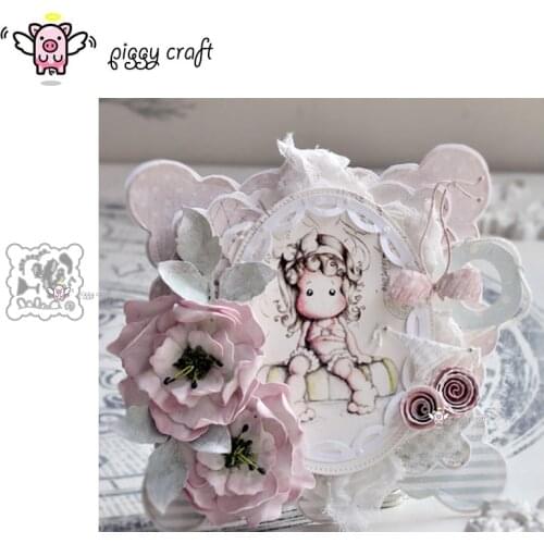 Piggy Craft metal cutting dies cut die mold Wavy cloud square frame Scrapbook paper craft knife mould blade punch stencils dies