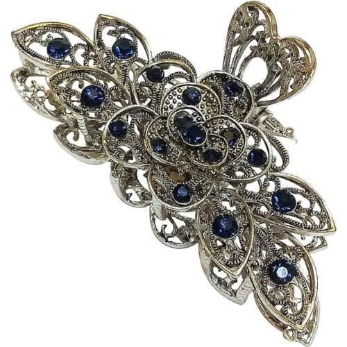 Fashion Women Elegant Crystal Rhinestone Flower Hair Claws Clips Clamps Gift