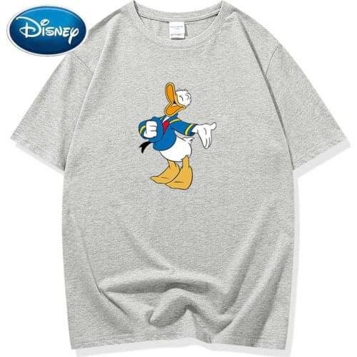 Disney Fashion Donald Duck Cartoon Print O-Neck Pullover Chic Couples Unisex Women Cotton T-Shirt Tee Short Sleeve Top 11 Color
