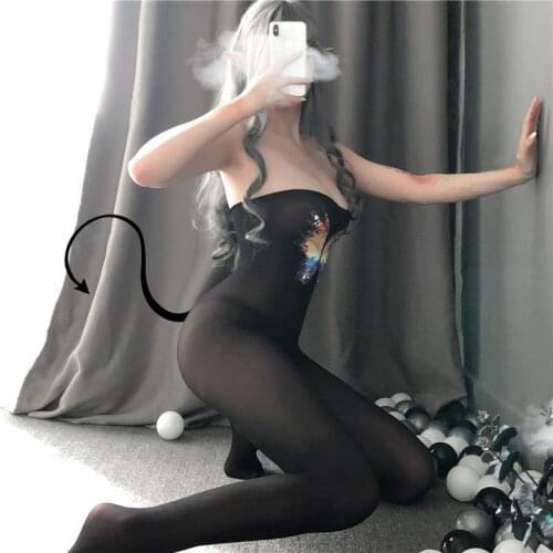 NIKOANA Body Suit Sexy costumes Lingerie Women Transparent Bodystocking Full Body Pantyhose Open Crotch Girl High Elastic Tights