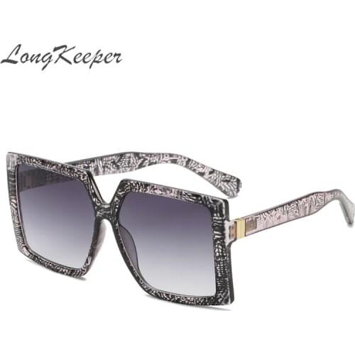 Female Fashion Vintage Oversized Square Sunglasse Women Floral Frame Sun Galsses Big Eyewear UV400 Oculos Feminino