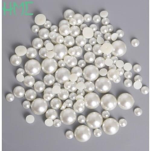 Wholesale 6-8MM Many Colors Flatback Half Round Plastic ABS Imitation Pearl Beads High Quality Pick Size For DIY Decoration