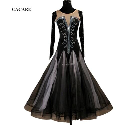 Ballroom Waltz Dresses Dance Competition Dresses Ballroom Dress Standard Customized Size D0475 Rhinestones Mesh Back