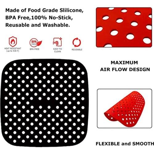 7.5/8.5 Inch Square Air Fryer Liners Reusable Food-Grade Non-StickSilicone Mat Non-stick Heat Resistant Air Fryer Пароварки