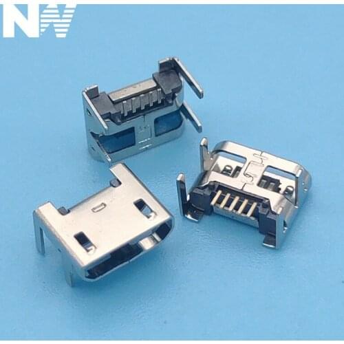 100Pcs Micro Usb Connector 5Pin Seat Jack Micro Usb Four Legs 5P Inserting Plate Seat Mini Usb Connector