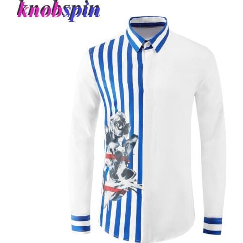 Elegant Flowers Stripe Printed Male Shirts Luxury Long Sleeve Streetwear Mens Dress Shirts Slim Fit Party Tuxedo Man Shirts 4XL