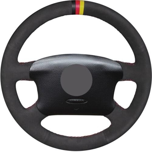 Hand-stitched Black Suede Hand-stitched No-slip Car Steering Wheel Cover for Volkswagen VW Golf 4 (IV) Passat B5 Passat Variant