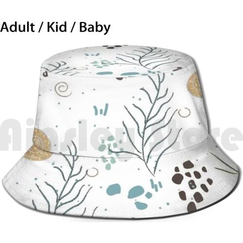 Algae Sun Hat Foldable UV Protection Abstract Algae Aquarium Aquatic Background Beach Branch Collection Coral Decorative