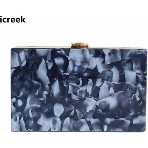 Stylish new camouflage acrylic evening bag luxury women marble wallet mini chains box elegant lady handbags casual clutch purse