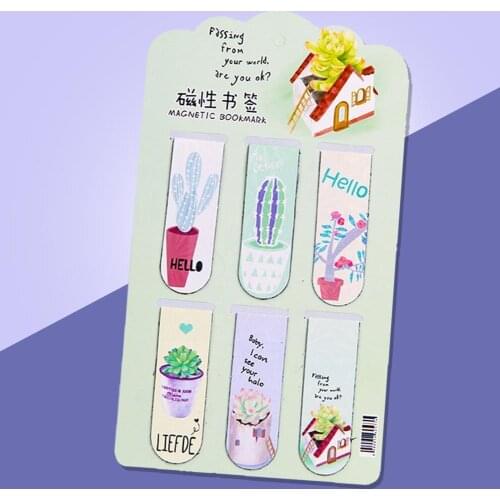 Fresh Green Plants Cactus Magnetic Bookmarks Books Stationery Office School Clip Student Supply supplies Page Paper Marker S6J9