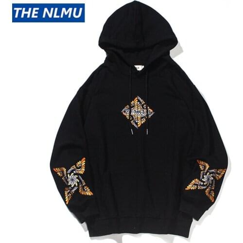 2021 Autumn Flowers Embroidery Hoodies and Sweatshirt Men Hip Hop Loose Hoodie Streetwear Harajuku Casual Cotton Tops WE331
