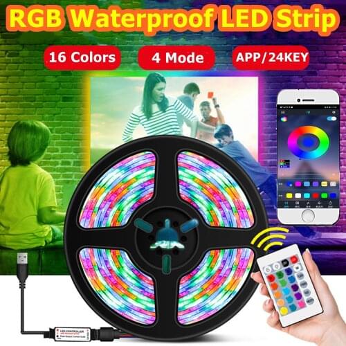 Waterproof LED Strip Lights RGB 5050 Bluetooth Control USB 5V Flexible Lamp luces led For Festival Room Computer TV Desk Luz LED
