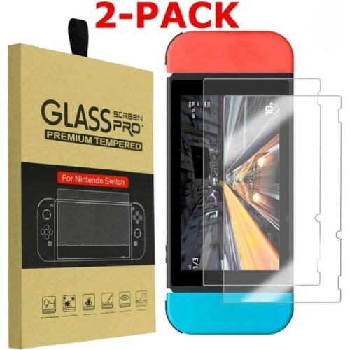 2Pcs 9H Anti-Scratch Tempered Glass Screen Protector Guard Film Cover for Nintendo Switch