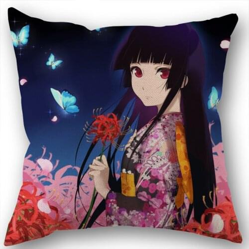 Custom Square Pillowcase Anime Enma Ai Cotton Linen Pillow Cover Zippered 45x45cm One Sides DIY Gift Office,Home,Outdoor