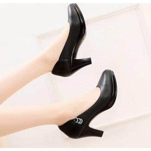 2019 new spring and autumn large size thick with models cheongsam small size waterproof platform single shoes catwalk high