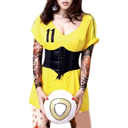 Women Corset Wide PU Leather Slimming Body Belt Elastic High Waist Shaping Girdle Bands Belts AIC88