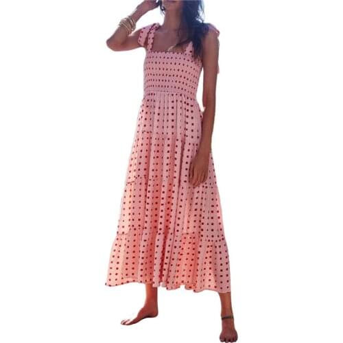 Womens Floral Bohemian Long Dress Spaghetti Straps Sleeveless Boho Beach Long Maxi Dress Casual Swing Summer Midi Dresses