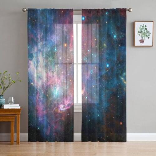 Starry Sky Window Curtains Bedroom Modern Drape Sheer Tulle Valances Living Room Kitchen Voile Curtain