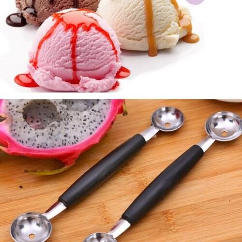 1PC Stalinless Steel Double-end Melon Baller Scoop Fruit Spoon Ice Cream Sorbet Cozinha Cooking Tool Kitchen Gadgets QA 063