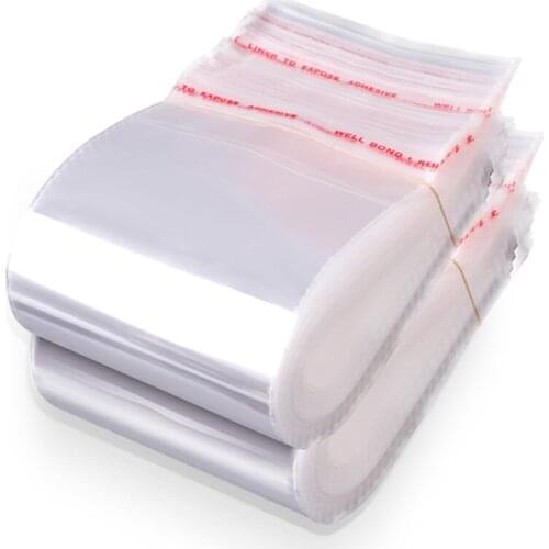 100Pcs Transparent Plastic Bag Self Sealing Bag Food Storage Bag Gift Candy Packing Bag Jewelry Foldable Self Sealing Bag