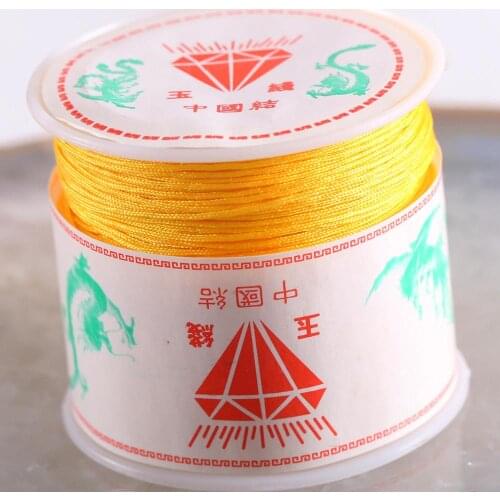 2Rolls 0.6MM Beading Nylon Cord for DIY Bracelet Jewelry Findings Making Necklace Chinese Knot Macrame Yellow Line 50M/Roll N039