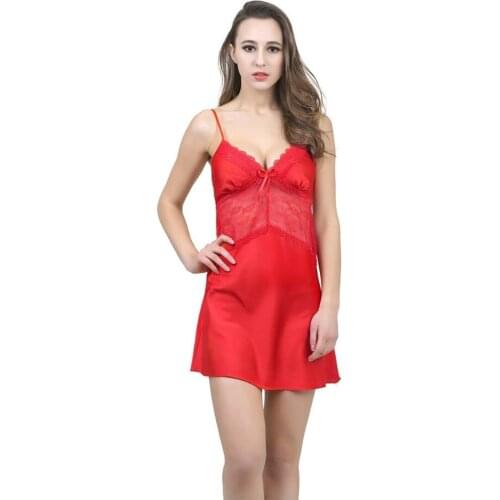 2016 Solid Satin Chiffon Women Nightgowns Lace Sleepshirt Summer Nightdress Chemises Nightshirt Sexy Sleepwear Nightwear Slips