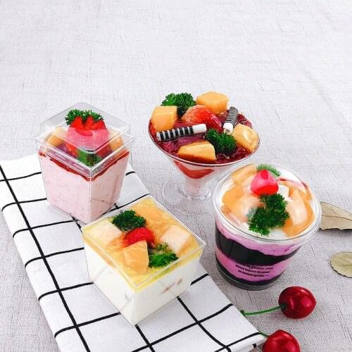 25pcs Creative disposable dessert cup transparent small cute plastic cups party wedding birthday basking decor cup with lid