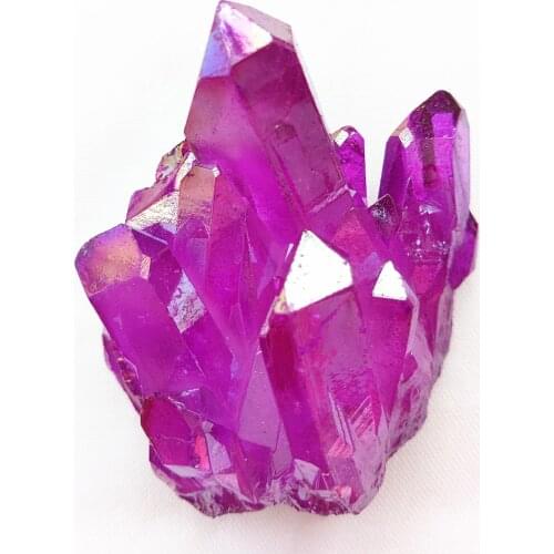 65g Titanium Coated Fuchsia Natural Rock Crystal Quartz Cluster Aura angel cluster Stone Specimen reiki healing