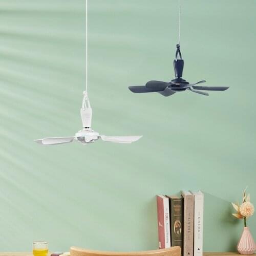 AC 220V 8W 6 Leaves Ceiling Fan 16.5inch Silent Household Bedroom Hanging Fan for School dorm room dormitory US Plug U1JE