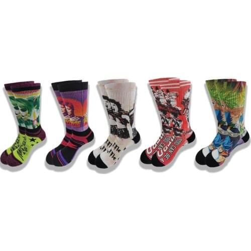 Anime Cute Cartoon and Character Avatar Happy Novelty Printing and Dyeing Men and Women Towel Bottom Cotton Socks in the Tube