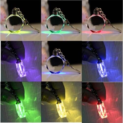 LED Car Key Ring Men Luminous Keychain custom made Logo LED Cut Glass Keychain Car Logo Keyring Key Holder for Vehicle