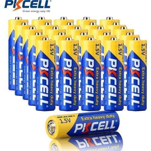 20 x PKCELL R6P 1.5V AA R6P UM3 MN1500 E91 Battery Dry Battery Super Heavy Duty 2A Batteries for Radio Toys etc
