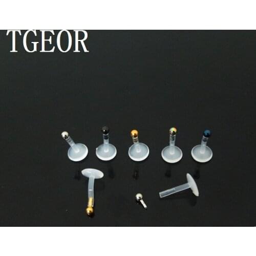 Free shipping body jewelry 16G 1 Pair snip in lip piercing plain titanium plated ball PTFE labret ring