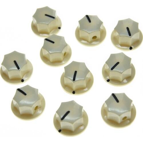 KAISH 10x Ivory Small Size MXR Style Skirted AMP Knob Effects Pedal Knobs Brass Insert