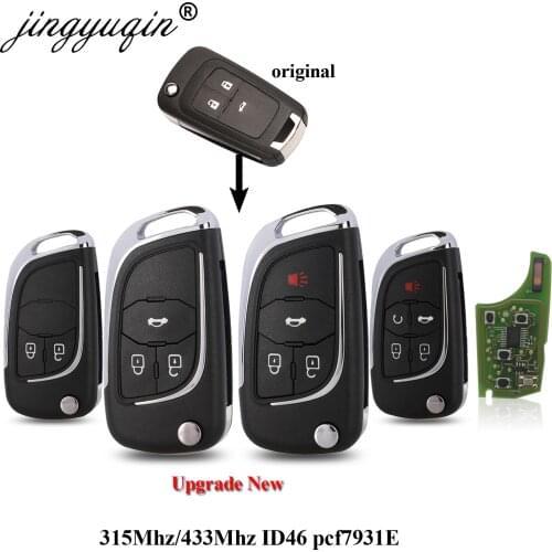 Jingyuqin 315Mhz/433Mhz Modified Flip Car Key For Chevrolet Cruze Malibu Aveo Remote Control Key Fob Folding Blade with ID46