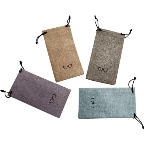 1PC Portable Linen Fabric Sunglasses Pouch For Eyewear Smooth Surface Container Glasses Bag Case Storage Holder 4 Colors
