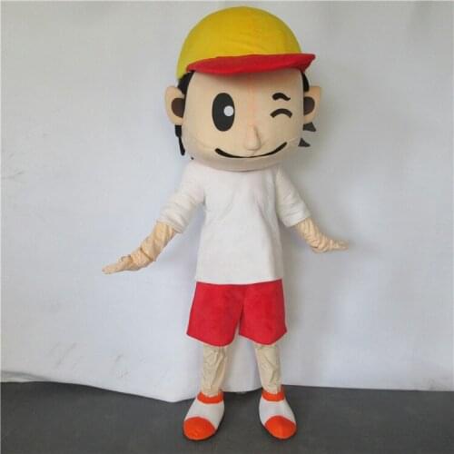 Boy Mascot Costume Boy with Hat Mascot Costumes Adult Size Outfit for Carnival Halloween Chrismas Party Events