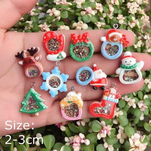 Kawaii Christmas charms pendants for jewelry making bracelets necklace earrings making resin flat back cabochon