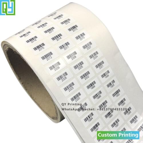 2000pcs 16x8mm Free Shipping Custom Barcode Labels QR Code 2D Data Matrix Serial Number Waterproof Oil Proof White PET Stickers