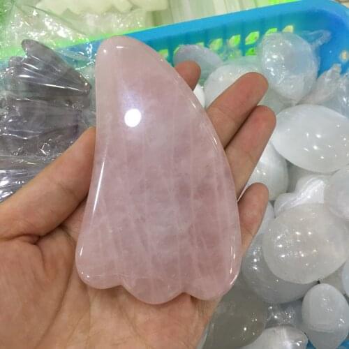 Natural rose Quartz Slice Gua Sha Traditional Acupressure Guasha Massager Skin Care Scraping Face Massage